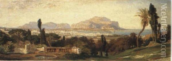 A View Of Palermo Oil Painting - Karl August Lindemann-Frommel
