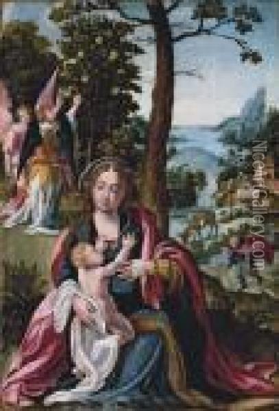 The Rest On The Flight Into Egypt Oil Painting - Pieter Coecke Van Aelst
