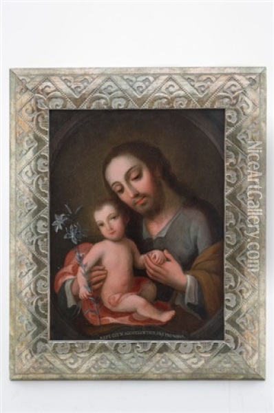 San Jose Con Jesus Nino Oil Painting - Jose De Paez