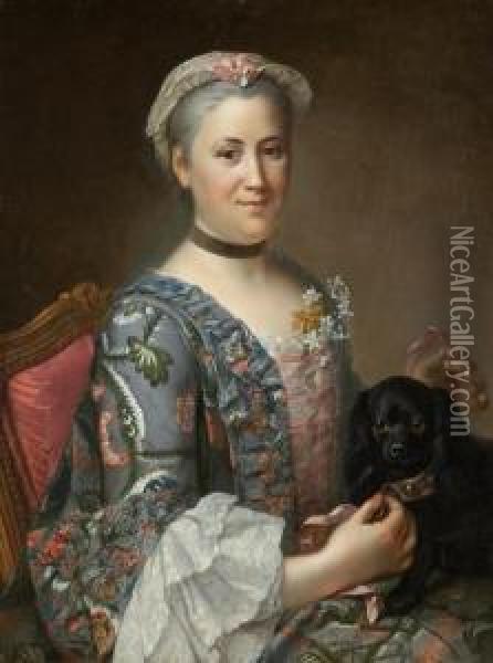 Portrait Of Madame Geoffrin Oil Painting - Donatien Nonnotte