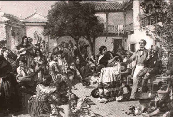 Life Among The Gypsies, Seville Oil Painting - John Phillip