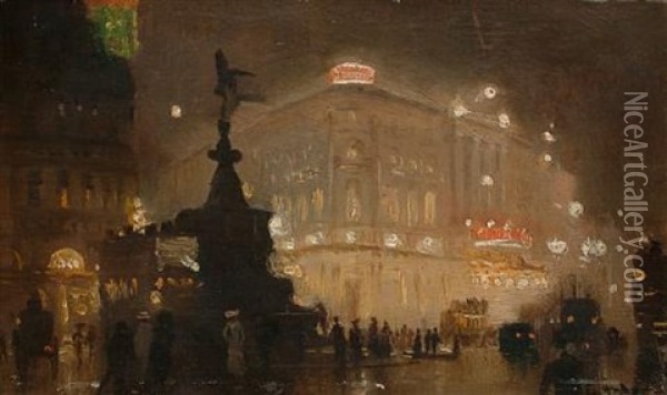 The Circus, Piccadilly Oil Painting - George Hyde Pownall
