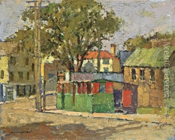The Green Shed, Gloucester Oil Painting - Frederick J. Mulhaupt