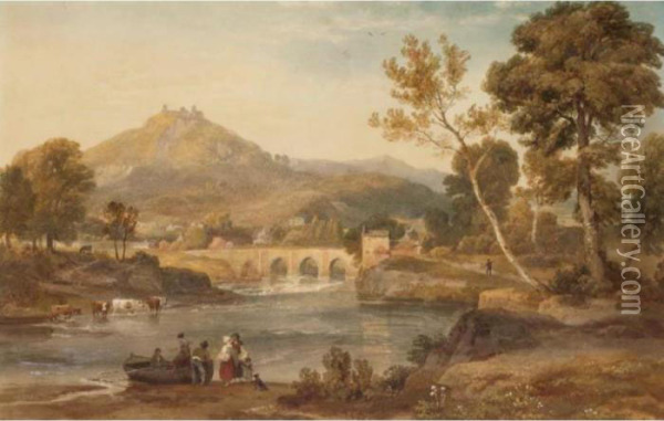 View Of Llangollen,wales Oil Painting - Ramsay Richard Reinagle