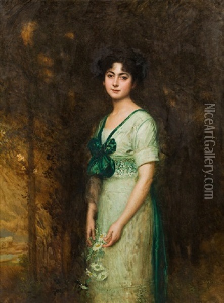 Portrait Of A Woman Oil Painting - Eduard Veith