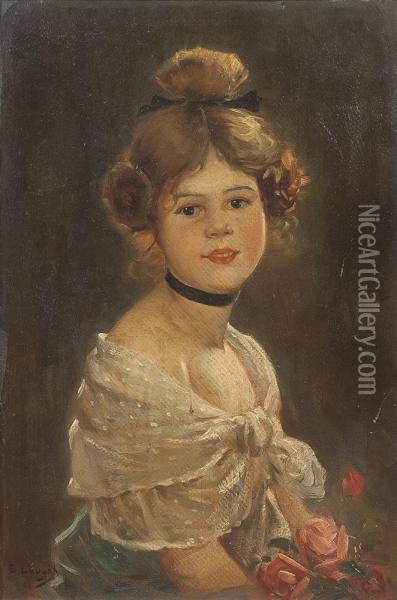 Portrait Einer Jungen Dame Oil Painting - Edmond Louyot