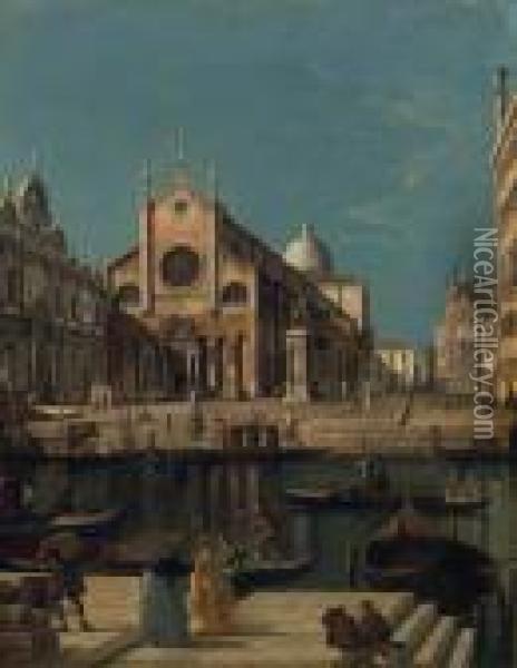 Ss. Giovanni E Paolo And The Monument To Bartolommeo Colleoni Oil Painting - (Giovanni Antonio Canal) Canaletto