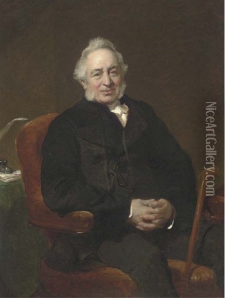 Portrait Of Ralph Price Esq. In A Black Suit Oil Painting - John Prescott Knight