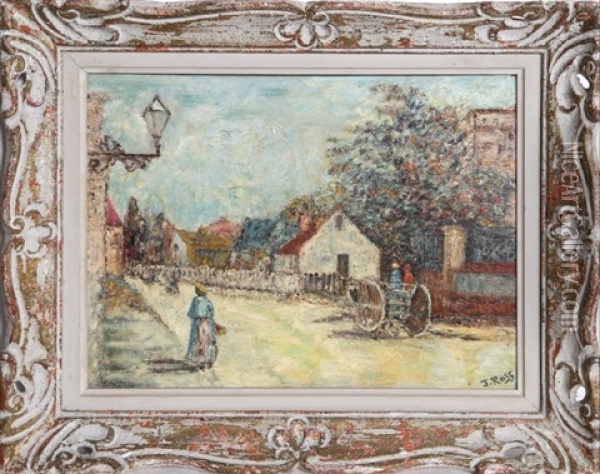 Village Road Oil Painting - James Ross