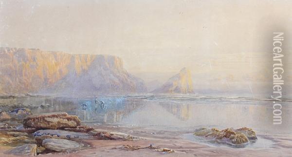 Figures On A Shoreline Oil Painting - Samuel Jackson
