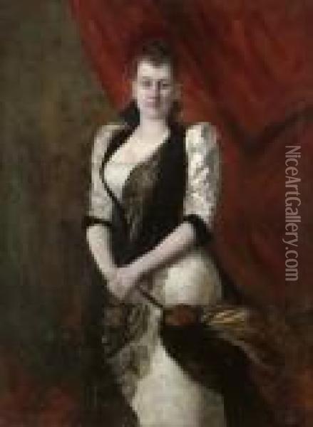 Portratt Av Yngre Dam I Aftontoalett Oil Painting - Hugo Birger