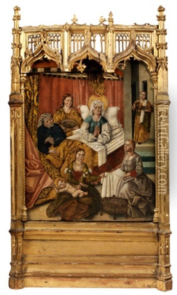 Die Geburt Der Heiligen Maria Oil Painting - Fernando Gallego