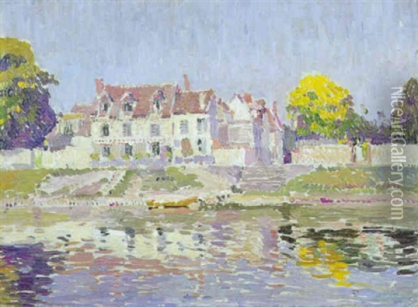 Maisons Au Bord De La Seine Oil Painting - Paul Mathieu