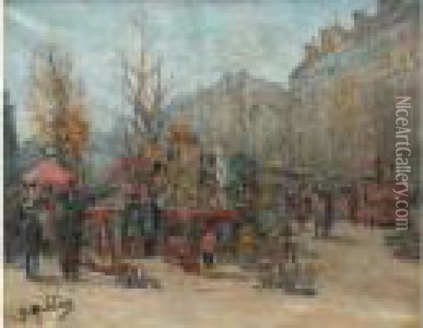 La Foire A La Feraille Boulevard Richard Lenoir A Paris Oil Painting - Gustave Madelain