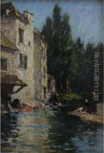 Washing Day, Brittany Oil Painting - Terrick John Williams