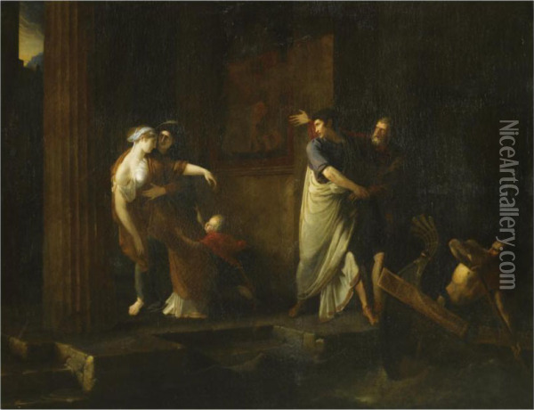 The Farewell Of Brutus And Portia Oil Painting - Antoine Dubost