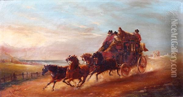 The Mail Coach Oil Painting - John Charles Maggs