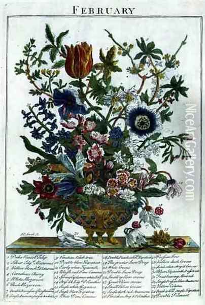 February, from 'The Flower Garden Displayed' Oil Painting - Pauwel Casteels