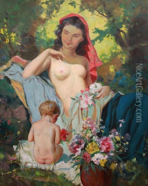 Motherhood Oil Painting - Marcel Krasicky