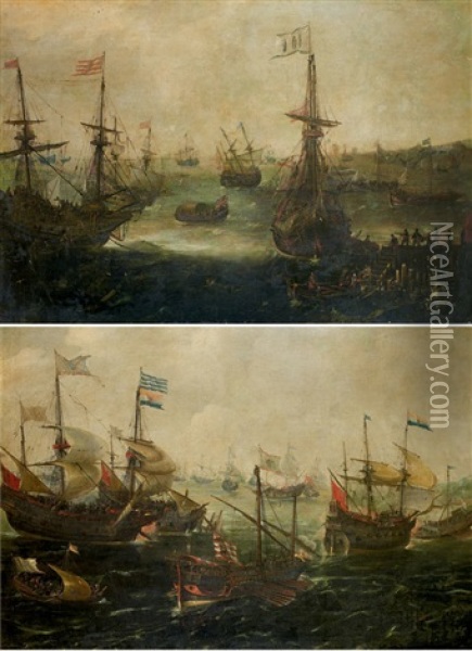 Batailles Navales Oil Painting - Andries Van Eertvelt