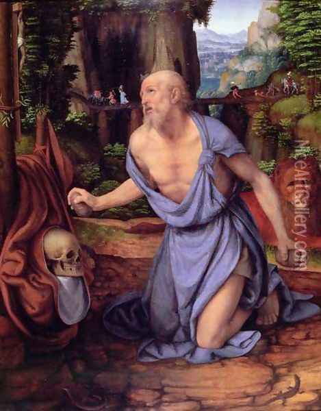 St. Jerome in the Wilderness, c.1510-15 Oil Painting - Andrea Solario