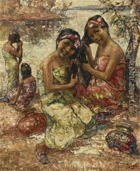Water Carriers At The Irrawaddy Oil Painting - Edward Atkinson Hornel