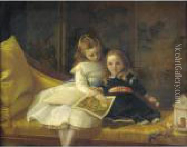 Portrait Of The Coleridge Daughters, Audrey Jane (1878-1922) And Phyllis (1883-1950) Oil Painting - James Hayllar