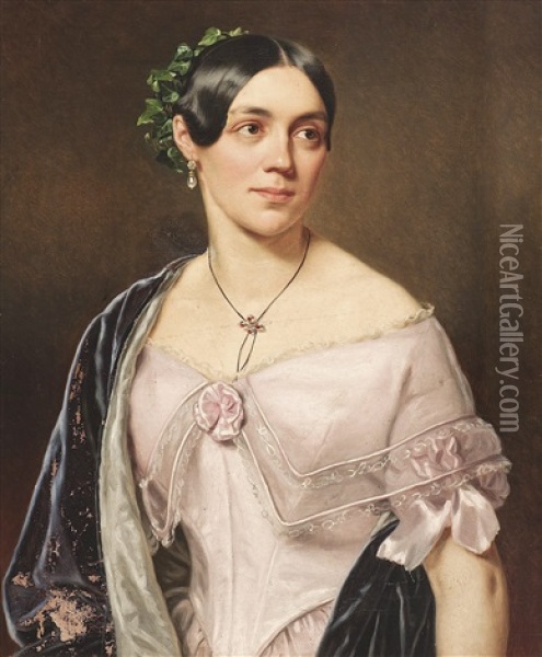 Halbportrat Der Therese Furstin Von Hohenlohe-waldenburg Oil Painting - Richard L. Lauchert