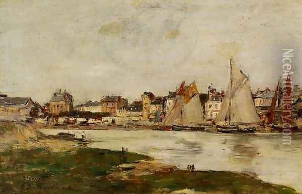 View of the Port of Trouville, High Tide Oil Painting - Eugene Boudin