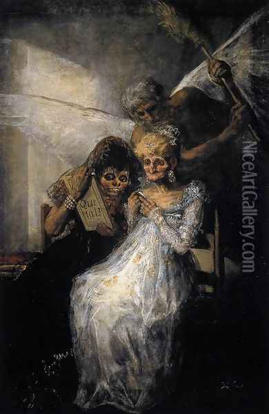Les Vieilles or Time and the Old Women Oil Painting - Francisco De Goya y Lucientes