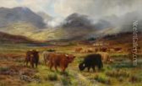 Resting The Drove - The Hills Of Farlochaber Oil Painting - Louis Bosworth Hurt