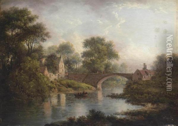 A Wooded River Landscape Oil Painting - Patrick, Peter Nasmyth