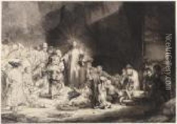 Christus Heilt Die Kranken. Genannt: Das Hundertguldenblatt Oil Painting - Rembrandt Van Rijn