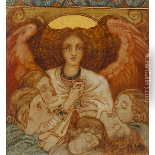 Angelus De Sommie Oil Painting - Phoebe Anna Traquair