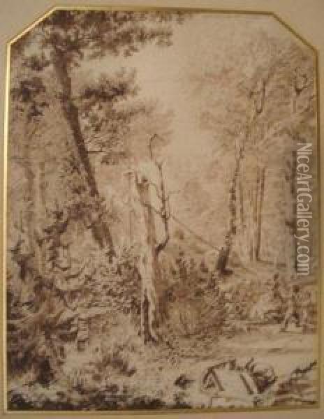 Foret De Fontainebleau Oil Painting - Alphonse Vallot