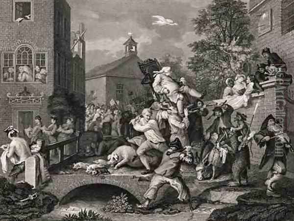 Scene in Bridewell plate IV from A Harlots Progress from The Works of William Hogarth Oil Painting - William Hogarth