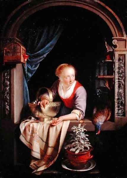 Woman at a Window 1663 Oil Painting - Gerrit Dou
