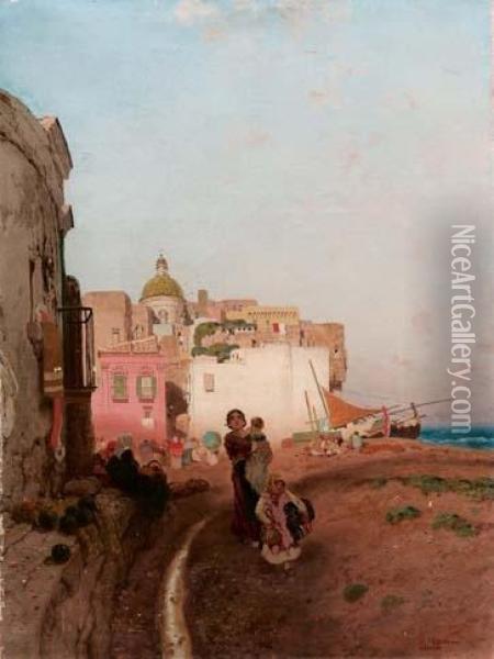Una Stradina A Napoli Oil Painting - Edoardo Dalbono