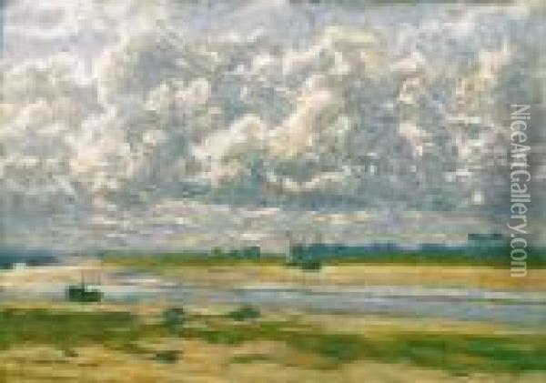 Wind-blown Clouds In Bretagne Oil Painting - Hugo Poll