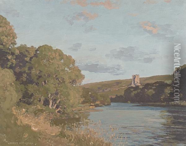 Ruined Keep On A Loch Oil Painting - George Houston