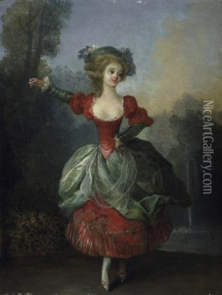 Tanzerin Vor Einem Springbrunnen Im Park Oil Painting - Jean-Frederic Schall