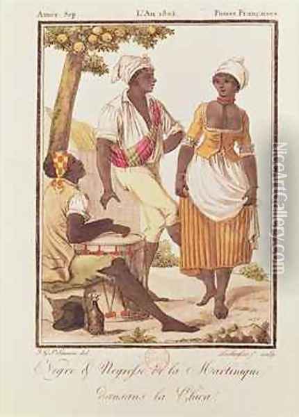 Negro and Negress from Martinique Dancing la Chica Oil Painting - Jacques Grasset de Saint-Sauveur