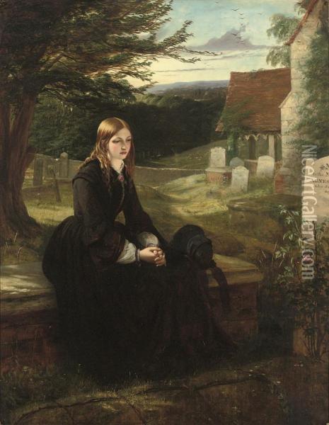 In The Churchyard Oil Painting - Thomas Brooks