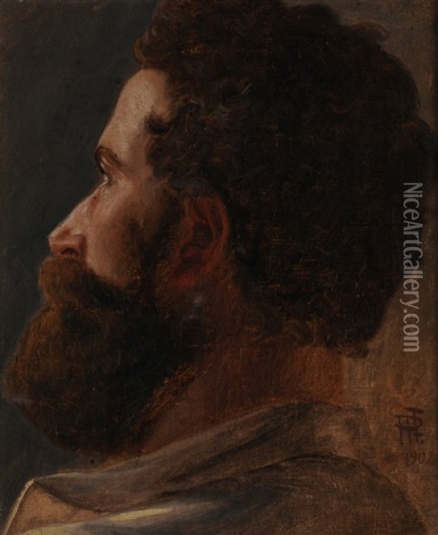 Portrait Of The Painter Hans Christiansen Oil Painting - Hans Peter Feddersen the Younger