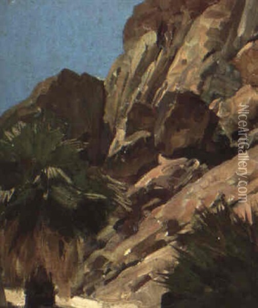 Palm Canyon Oil Painting - Frank Tenney Johnson