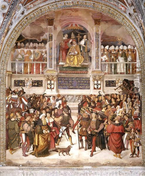 The Coronation of Pope Pius III Oil Painting - Bernardino di Betto (Pinturicchio)