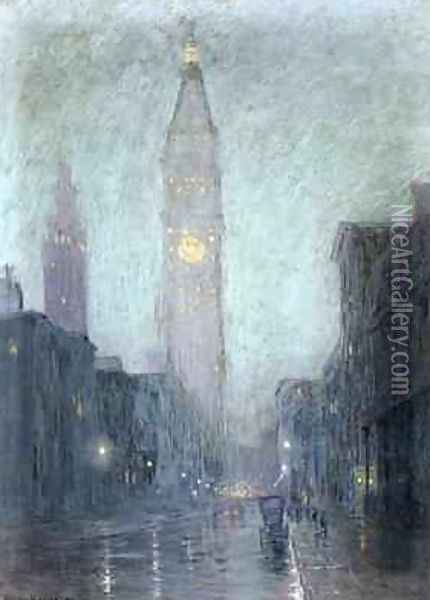 Madison Avenue at Twilight Oil Painting - Lowell Birge Harrison