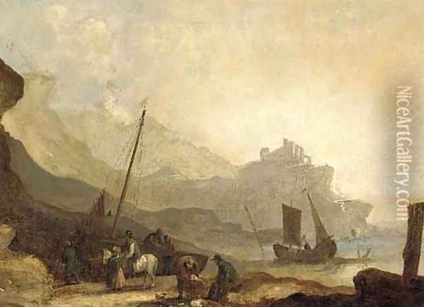 Fishermen unloading the catch Oil Painting - William Joseph Shayer