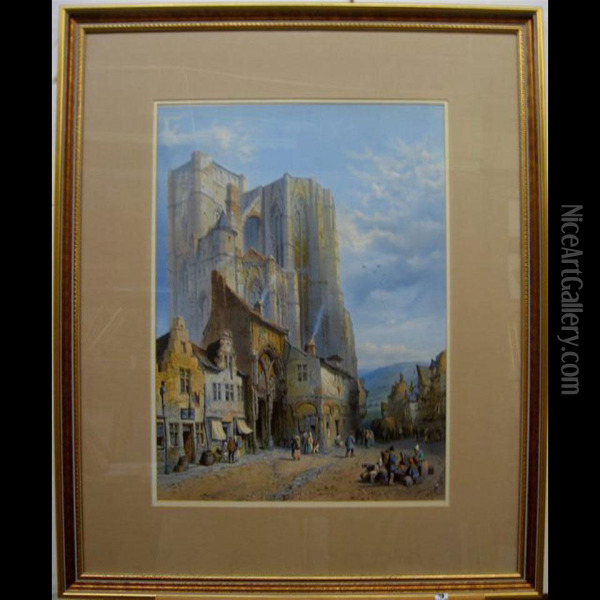 Cathedral Of Huy, Belgium Oil Painting - John Connell Ogle