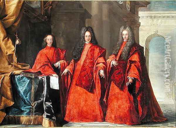 Portrait of three lawyers Oil Painting - Pietro Uberti